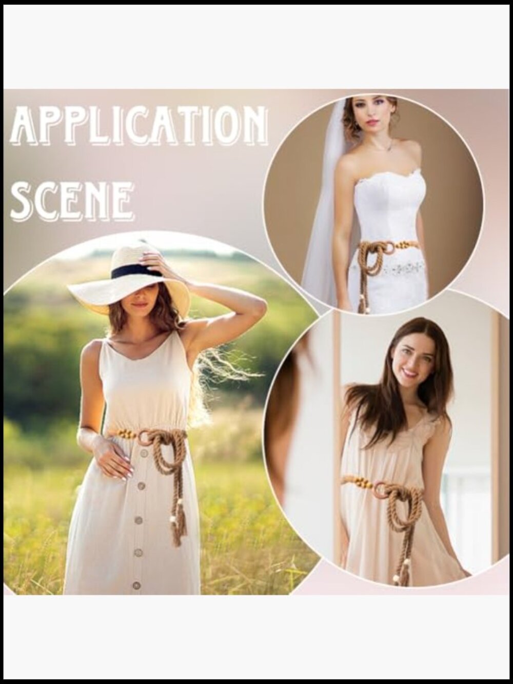 Cotton Bohemian Woven Belt with Tassel Bead Ring Adjustable Waist Wrap - Picture 4 of 6